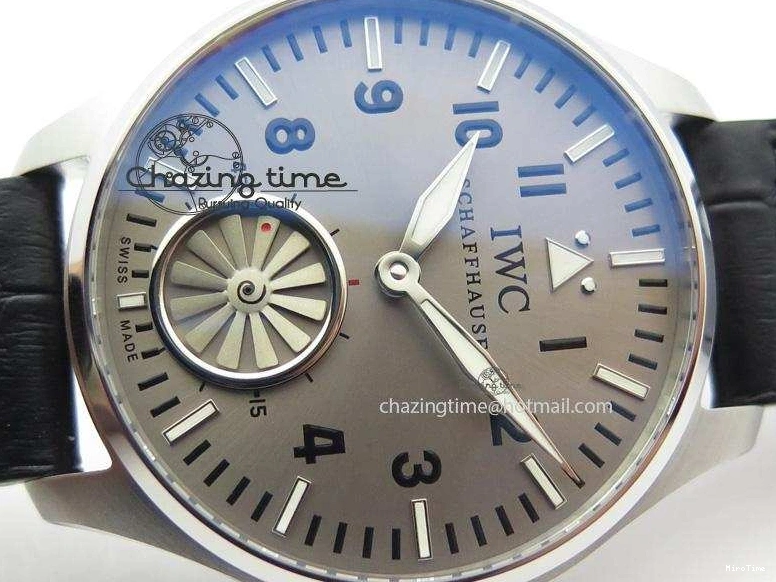 MIROTIME 0429 Compact Big Pilot “Markus Buhler” IW5003 Turbine V6F Best Edition Grey Dial On Leather Strap A 7314